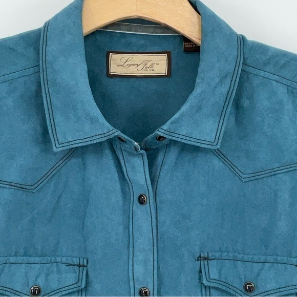 Legacy Falls Faux Suede Western Top Blue Size Medium H24 - Picture 2 of 6